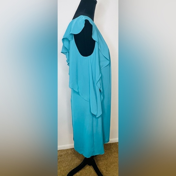 NWT Vince Camuto teal ruffled sleeveless zip up dress. Spring summer Size 6 - Picture 5 of 10
